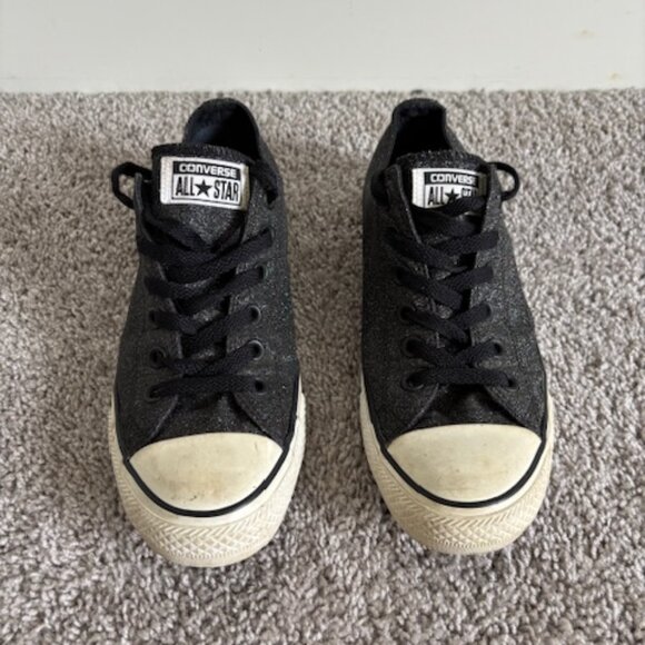 Converse All-Stars CHUCKS Black Glitter/Sparkle womens shoes size 9 - Picture 1 of 6
